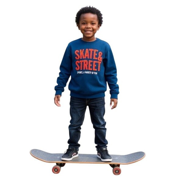 𝅺zara Kids blue hoodie size 5-6 years (118 cm) embroidered skate and street - Picture 1 of 8